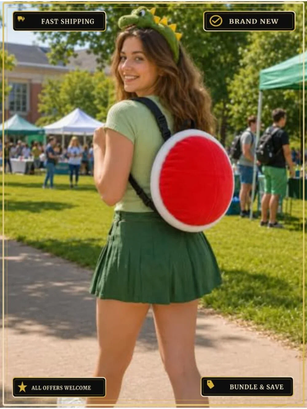 Plush Turtle Shell Backpack Costume Accessory Dress Up Party